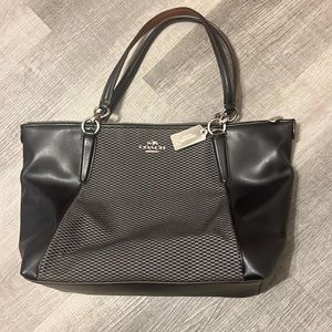 Coach legacy jacquard & black leather Ava tote